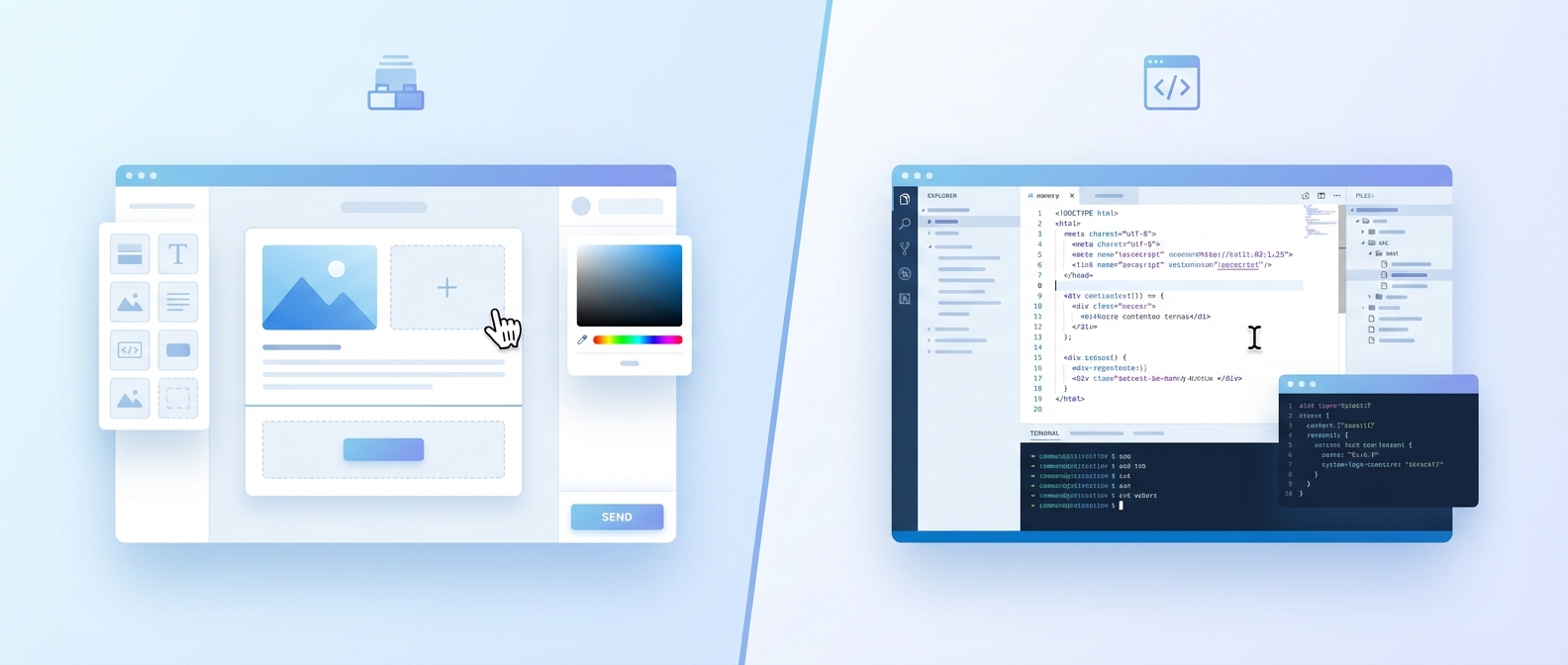EmailBits Quick Editor and Advanced Editor side by side