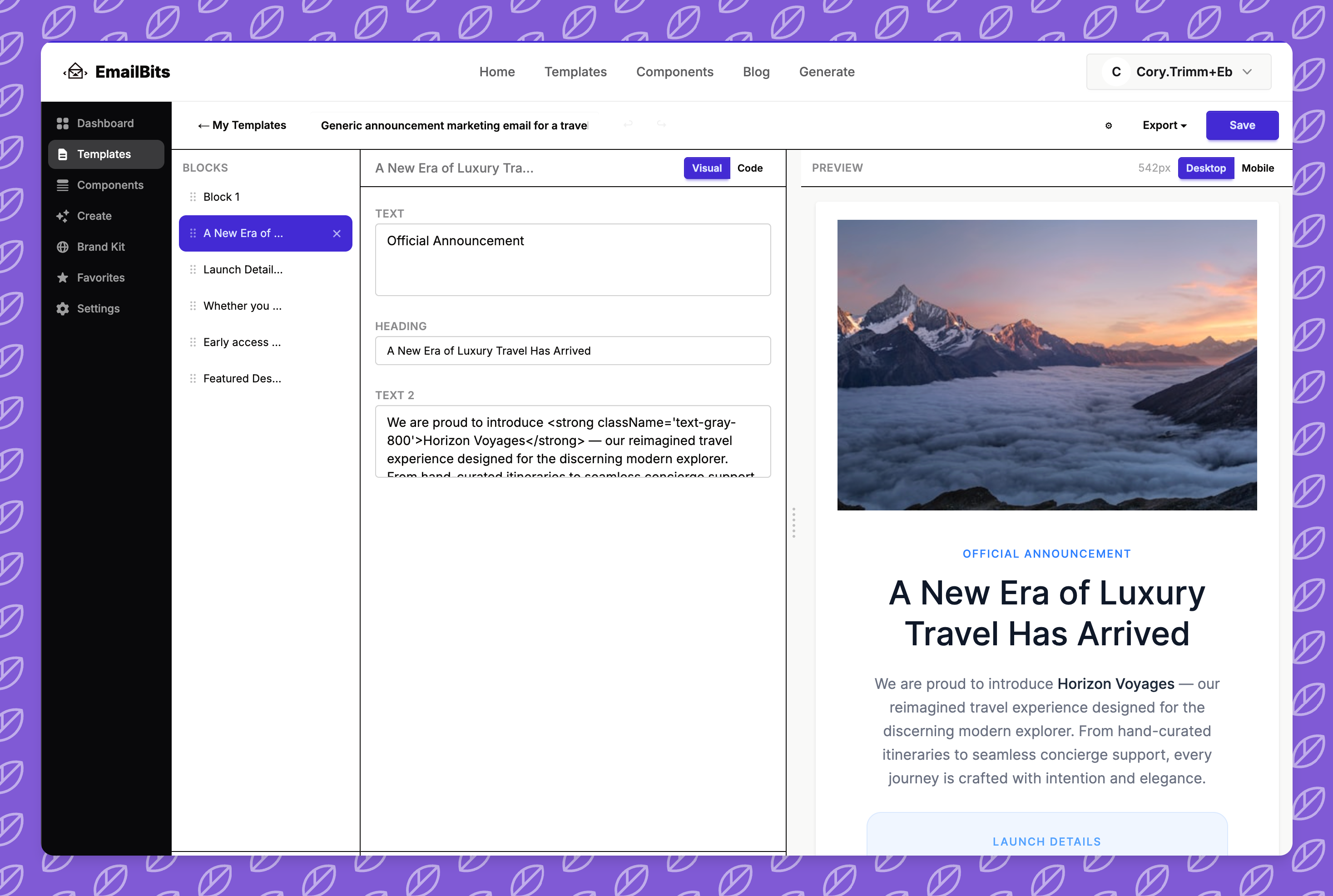 EmailBits advanced email editor