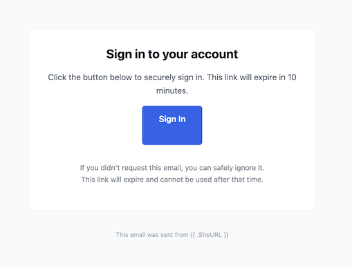 Your login link (Light Theme)