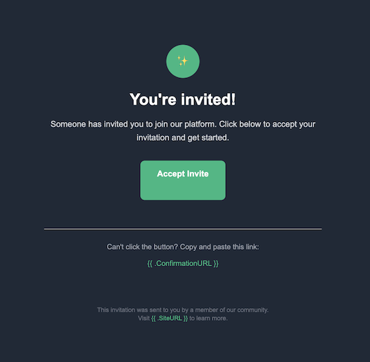 You're invited! (Dark Theme)